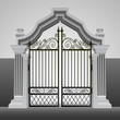 baroque entrance gate with iron fence vector