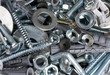 bolts, nuts, washers, as background