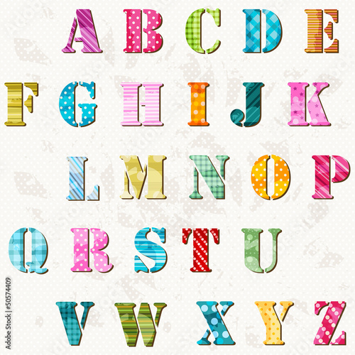 Vector: textured alphabet textured alphabet