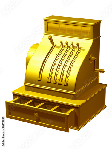 Illustration: cash register in gold cash register in gold