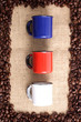 Coffee beans and cups