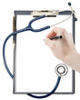 Empty medical document in a clipboard with stethoscope