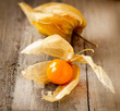 Physalis fruit over wood