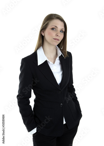 Photo: Portrait of a severe business woman on white background Portrait of a severe business woman on white background