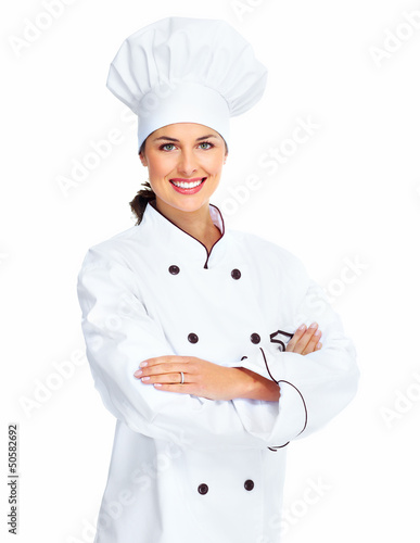 Photo: Chef woman. Chef woman.