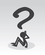 Question mark figure sitting thinking