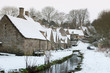 Cotswold village of Bibury and Arlington Row in winter ,England