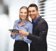 man and woman with tablet pc