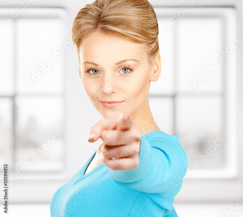 Photo: businesswoman pointing her finger businesswoman pointing her finger