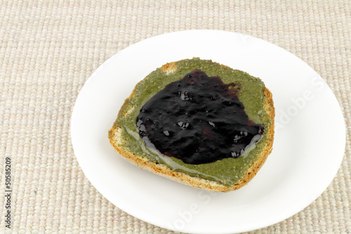 Photo: Hemp Butter and Blueberry Preserves on Bread Hemp Butter and Blueberry Preserves on Bread