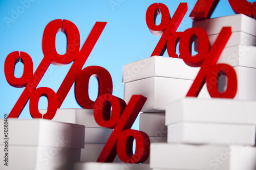 Photo: Concept of discount, Percent sign Concept of discount, Percent sign