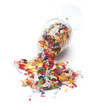 Concept showing wine glass confetti the party is over