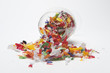 Concept photo wine glass confetti the party is over