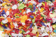 Closeup of confetti on white background