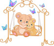 Pair of bears on a swing