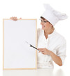 lady cook showing on empty sign