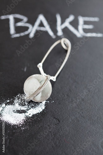 Photo: Sieve and icing sugar Sieve and icing sugar