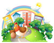 A hen and her egg at the road