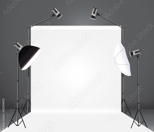 Vector: Vector photography studio with a light set up and backdrop Vector photography studio with a light set up and backdrop