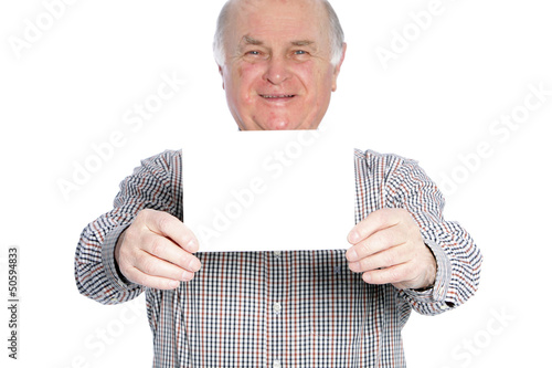 Photo: Old man with white paper Old man with white paper