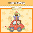 birthday card with funny little girl