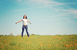 young happy smiling woman in nature