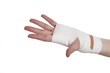 Photo: Hand ist mit einer Binde verbunden Hand ist mit einer Binde verbunden