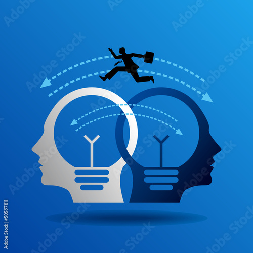 Vector: Human heads with Bulb symbol Business concepts Human heads with Bulb symbol Business concepts