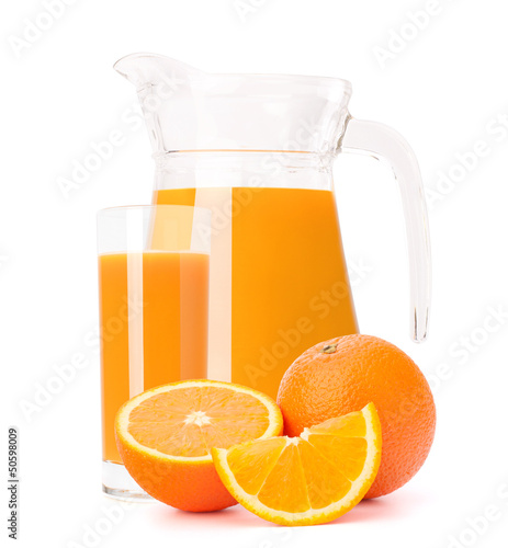 Photo: Orange fruit juice in glass jug Orange fruit juice in glass jug