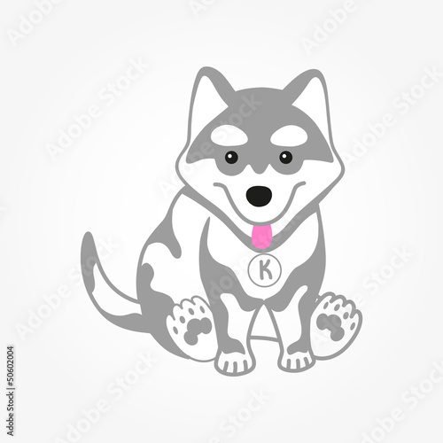 Vector: Cute husky puppy vector illustration. Cute husky puppy vector illustration.