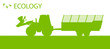 Ecology background organic farming vector concept with tractor