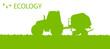 Ecology background organic farming vector concept with tractor a
