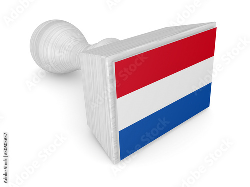 Illustration: Wooden stamp with dutch flag. Wooden stamp with dutch flag.