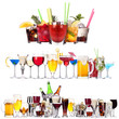 Set of different alcoholic drinks and cocktails