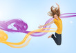 Photo: Pretty girl jumping for joy Pretty girl jumping for joy