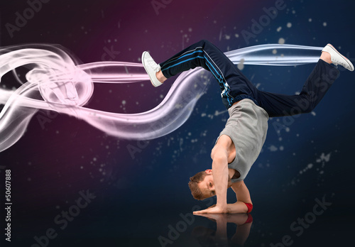 Photo: Male dancer balancing on his forearms Male dancer balancing on his forearms