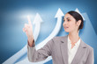 Businesswoman using transparent futuristic interface