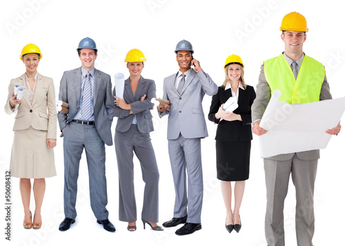 Photo: Team of architects in a row Team of architects in a row