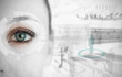 Close up of woman eye with futuristic interface