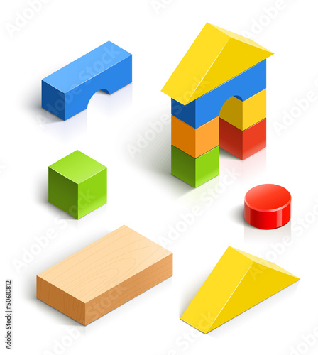 Vector: brick house. wooden toy vector illustration isolated on white brick house. wooden toy vector illustration isolated on white