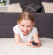 little girl watching TV