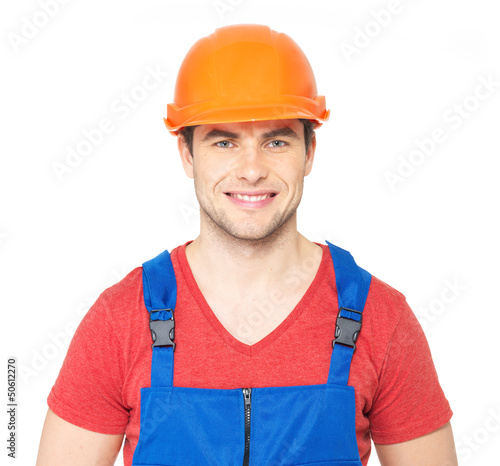 Photo: portrait of happy worker in uniform portrait of happy worker in uniform