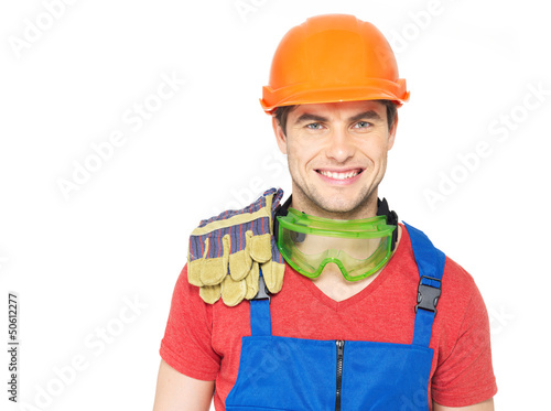 Photo: Portrait of happy handyman in uniform Portrait of happy handyman in uniform