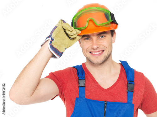Photo: Portrait of happy handyman in uniform Portrait of happy handyman in uniform