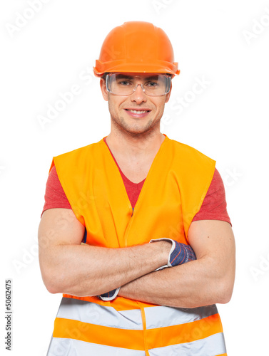 Photo: Portrait of happy handyman in uniform Portrait of happy handyman in uniform