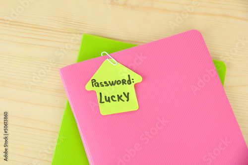 Photo: Sticker-reminder with most popular password, Sticker-reminder with most popular password,