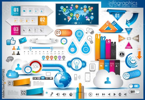 Vector: Infographic elements - set of paper tags Infographic elements - set of paper tags