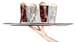 different alcohol drinks on a tray