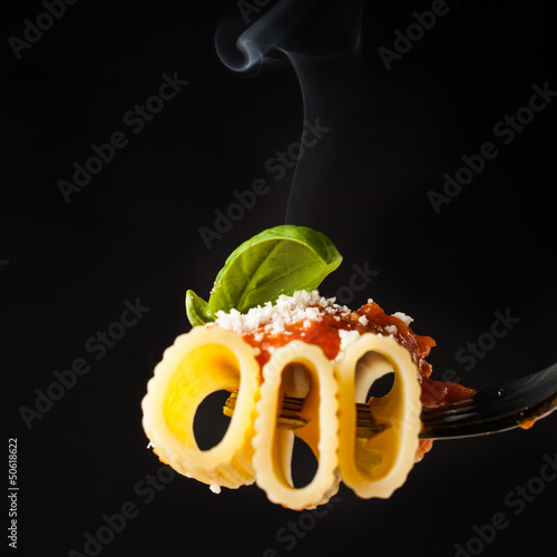 Photo: Pasta Rigatoni with ragù,parmesan and basil Pasta Rigatoni with ragù,parmesan and basil