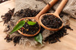 Dry Tea With Green Leaves In W...